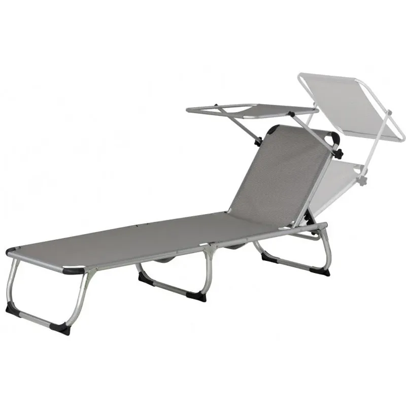 Eurotrail Ligbed Pebble Beach 57 x 188 x 30 cm aluminium grijs Direct Beschikbaar